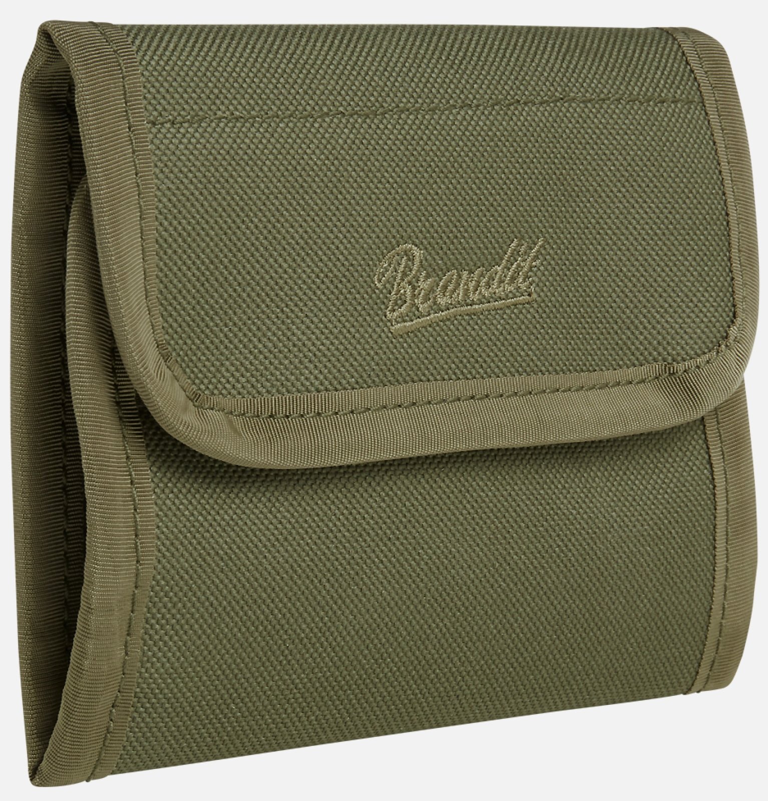 Brandit Wallet no. 5 in robust 600DEN polyester, featuring multiple compartments, zip coin section, and stylish design.