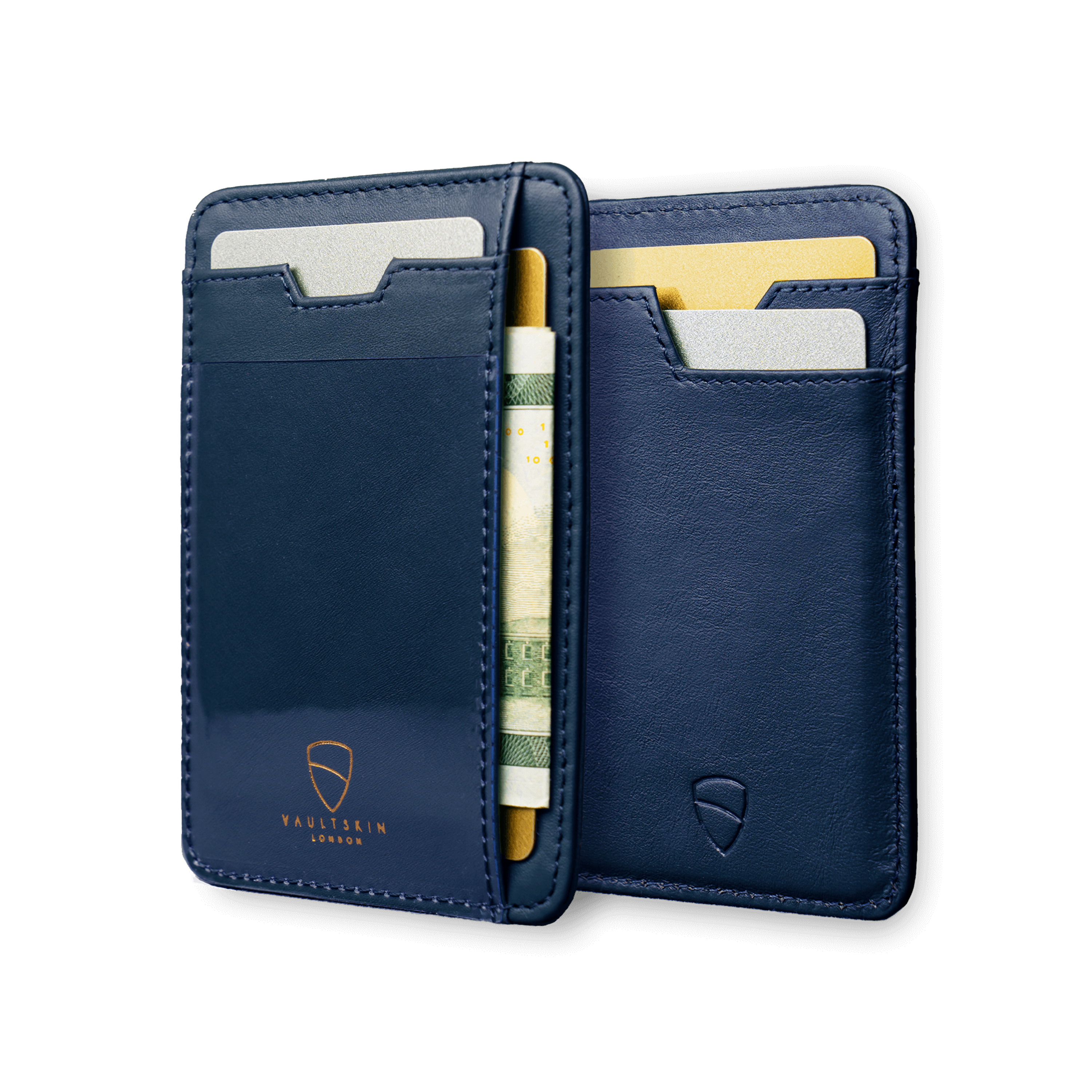 Vaultskin BRIXTON Slim Card Holder in genuine leather, showcasing its sleek design and multiple pockets.