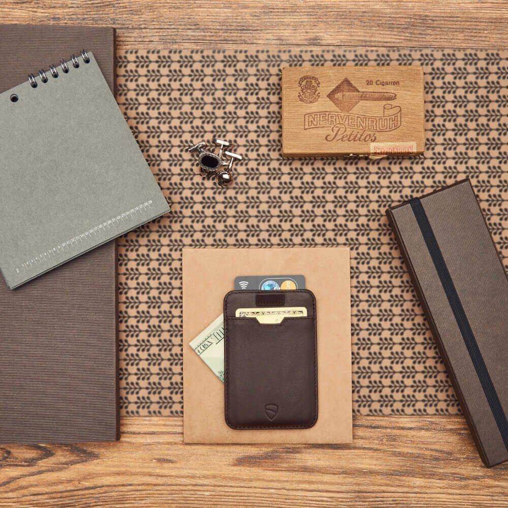 CHELSEA Card Holder made of luxurious Italian leather, featuring multiple pockets for cards and RFID protection.