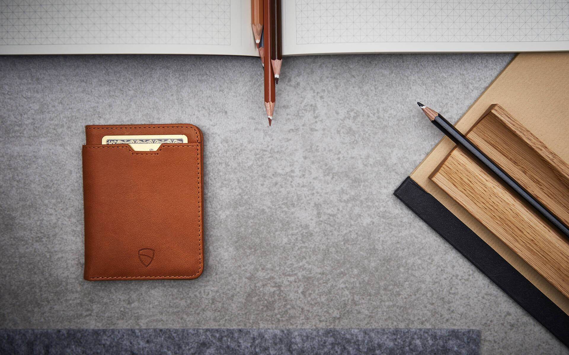 CITY Wallet made of luxurious Italian leather, featuring a slim design and RFID-blocking technology, perfect for secure card storage.