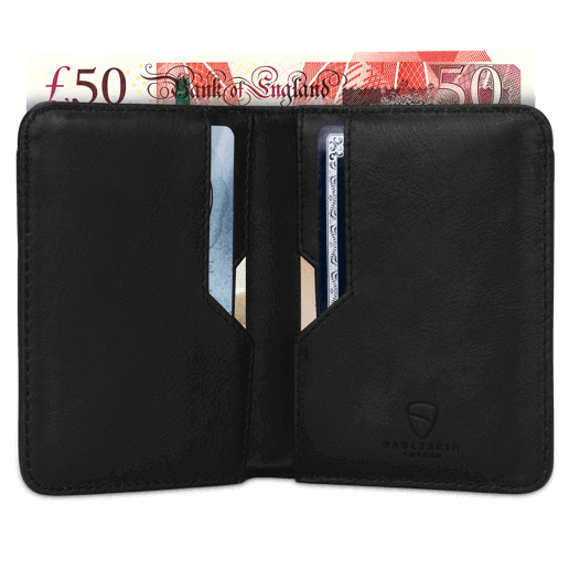 CITY Wallet made of luxurious Italian leather, featuring a slim design and RFID-blocking technology, perfect for secure card storage.