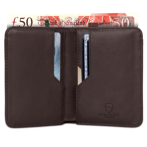 CITY Wallet made of luxurious Italian leather, featuring a slim design and RFID-blocking technology, perfect for secure card storage.