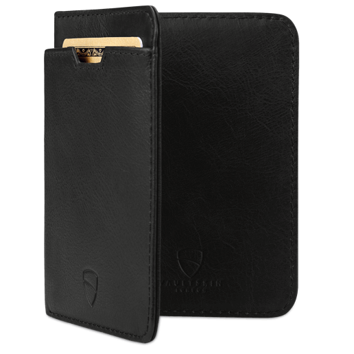 CITY Wallet made of luxurious Italian leather, featuring a slim design and RFID-blocking technology, perfect for secure card storage.