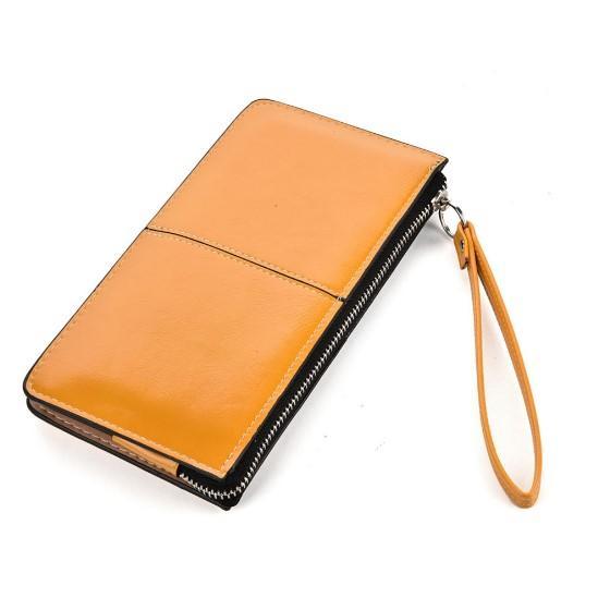 High Quality Fashion Wallet Purse for Young Ladies in various colors including black, purple, orange, yellow, blue, brown, and green, showcasing its stylish design and compact size.