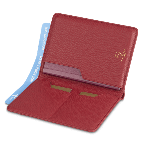 KENSINGTON Passport Wallet made of premium Italian leather, featuring RFID protection and multiple compartments for travel essentials.