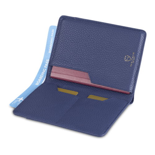 KENSINGTON Passport Wallet made of premium Italian leather, featuring RFID protection and multiple compartments for travel essentials.
