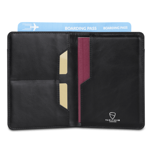 KENSINGTON Passport Wallet made of premium Italian leather, featuring RFID protection and multiple compartments for travel essentials.