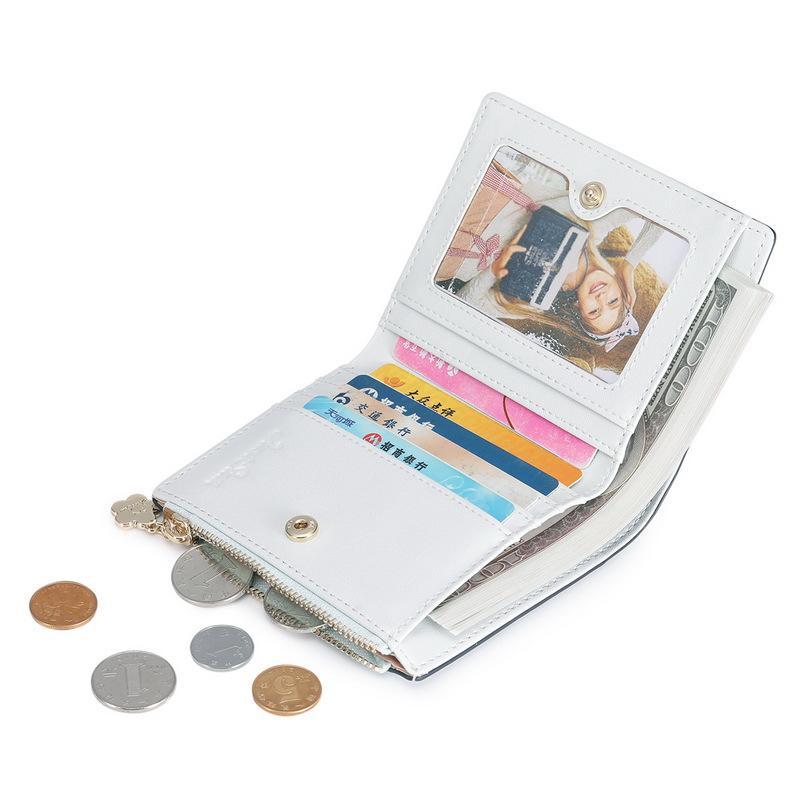 Korean Style Fashion Short Purse for ladies, made of PU material, compact size 110*95mm, featuring a chic and simple design.