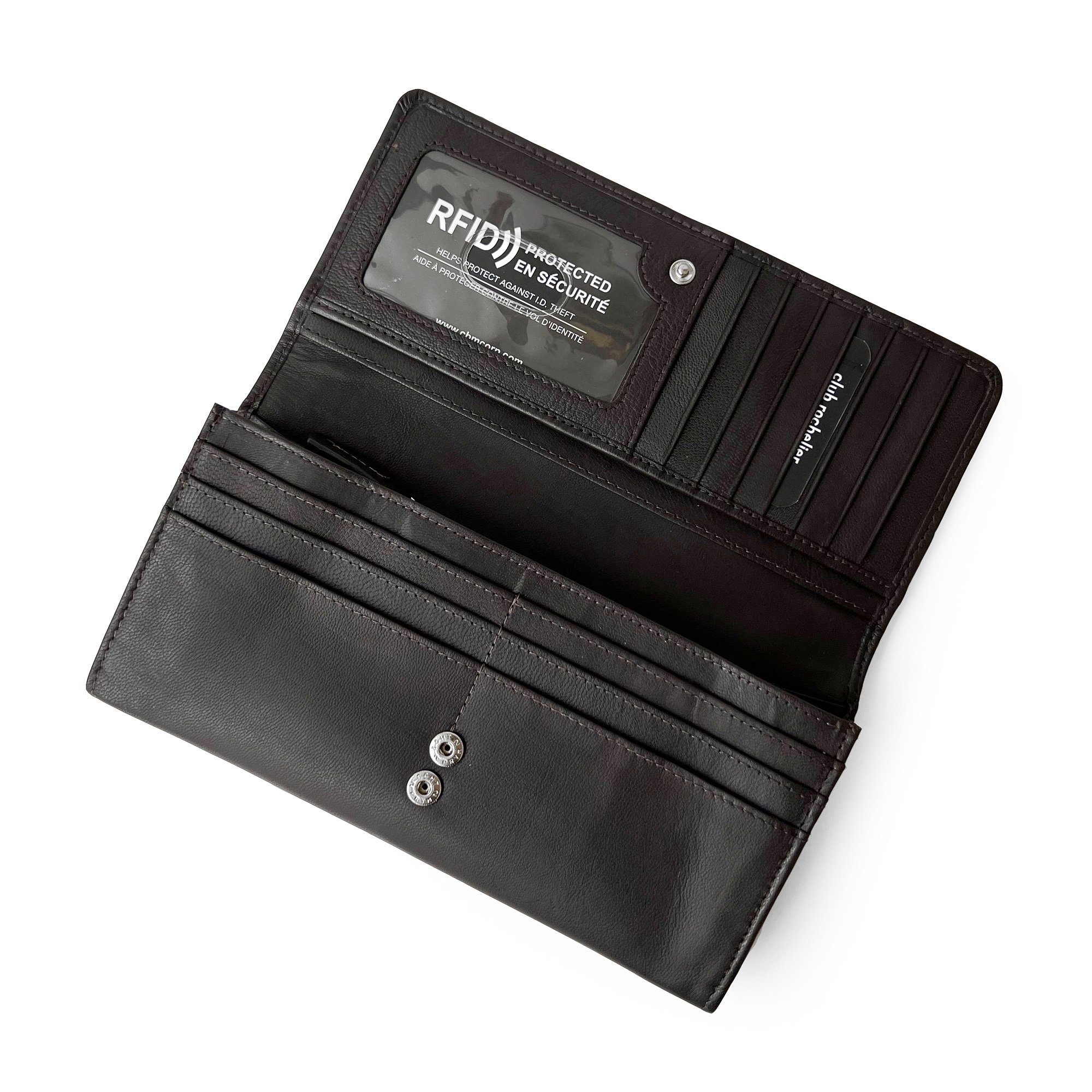 Ladies Expander Clutch Wallet featuring RFID protection, multiple card slots, and a stylish design.