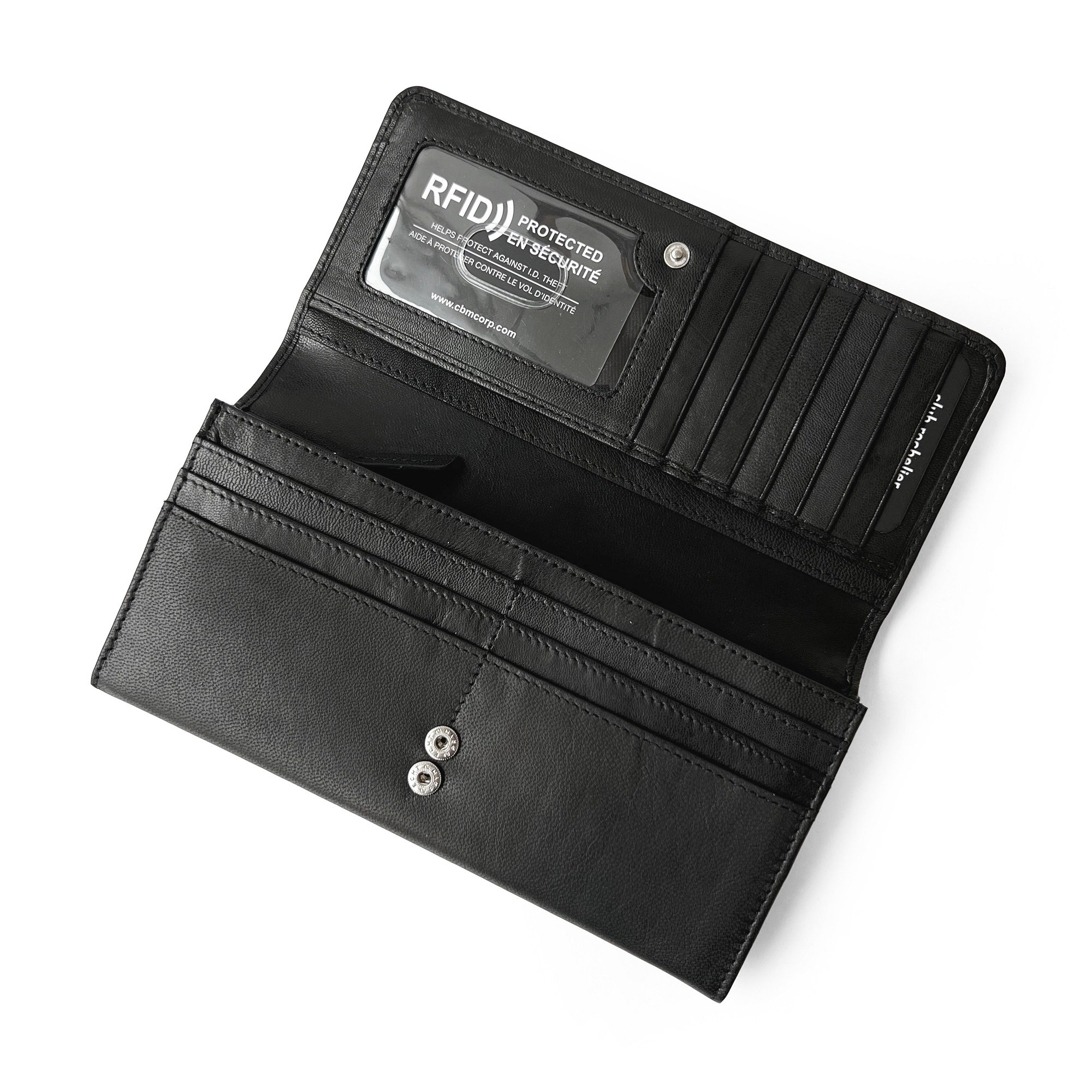 Ladies Expander Clutch Wallet featuring RFID protection, multiple card slots, and a stylish design.