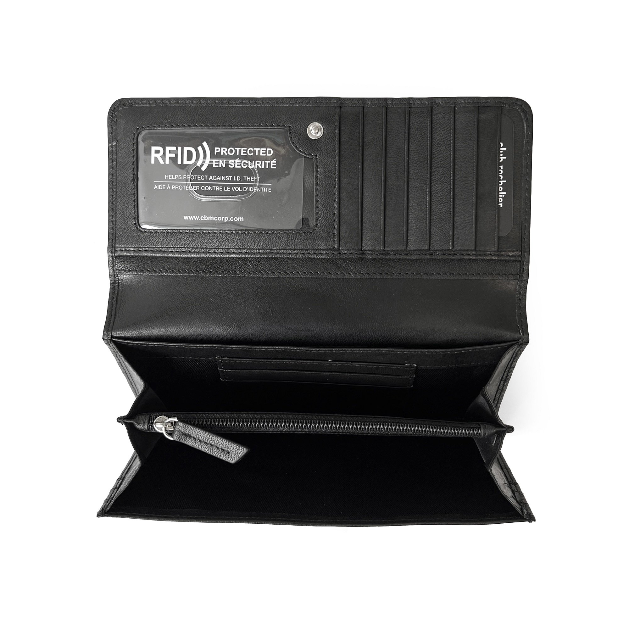 Ladies Expander Clutch Wallet featuring RFID protection, multiple card slots, and a stylish design.