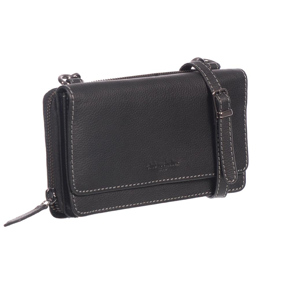 Ladies Large Full Leather Wallet on String featuring RFID blocking technology, multiple pockets, and a detachable shoulder strap, elegantly designed in high-quality leather.