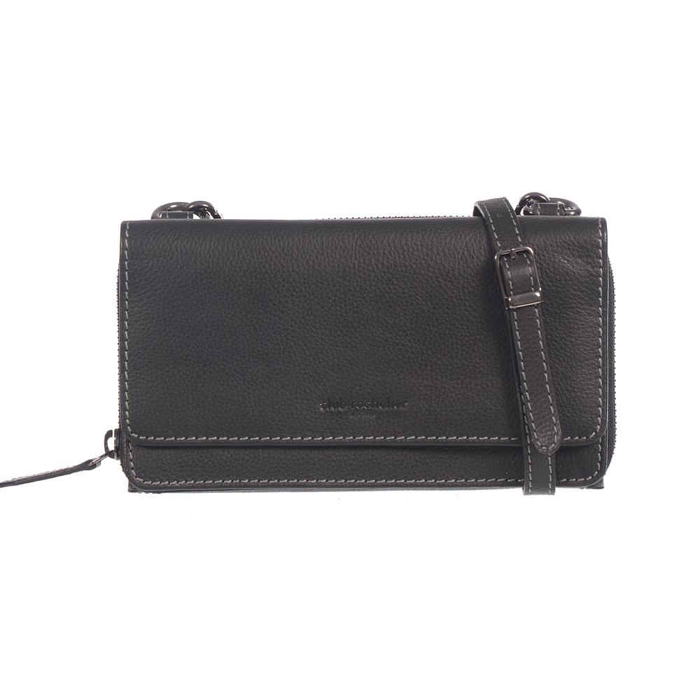 Ladies Large Full Leather Wallet on String featuring RFID blocking technology, multiple pockets, and a detachable shoulder strap, elegantly designed in high-quality leather.