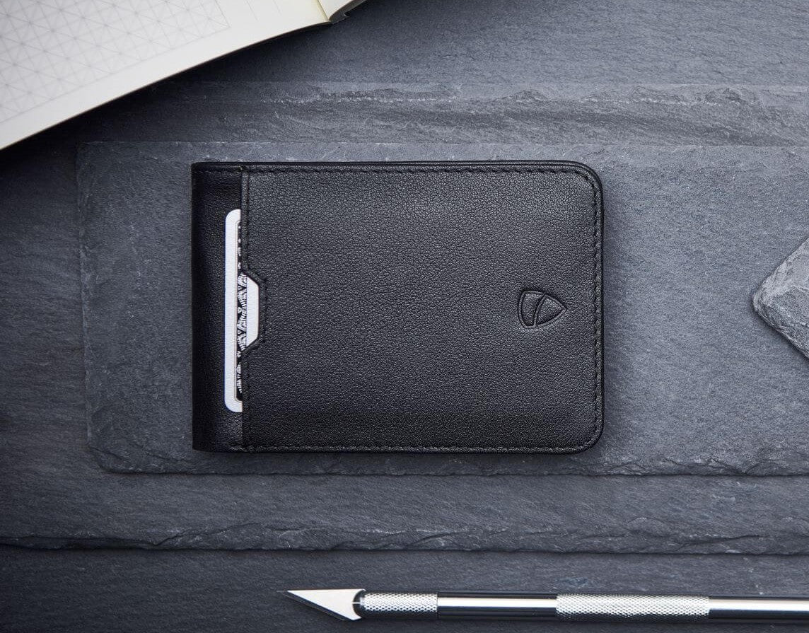 MANHATTAN ID Card Wallet made of top grain Italian leather with RFID protection and ID window.