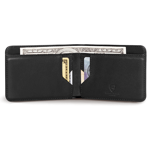 MANHATTAN ID Card Wallet made of top grain Italian leather with RFID protection and ID window.