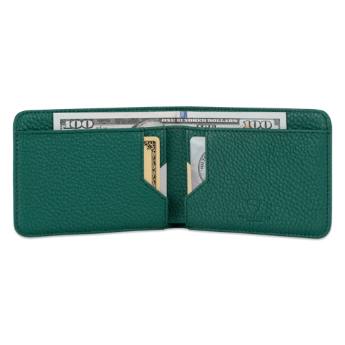 MANHATTAN Wallet made of top grain Italian leather, showcasing its sleek design and RFID-blocking technology.