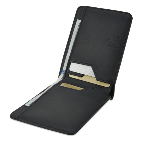 MANHATTAN Wallet made of top grain Italian leather, showcasing its sleek design and RFID-blocking technology.