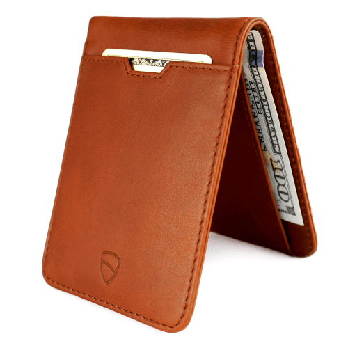 MANHATTAN Wallet made of top grain Italian leather, showcasing its sleek design and RFID-blocking technology.