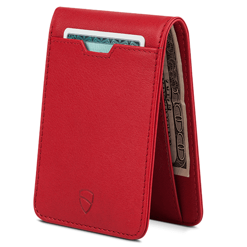 MANHATTAN Wallet made of top grain Italian leather, showcasing its sleek design and RFID-blocking technology.
