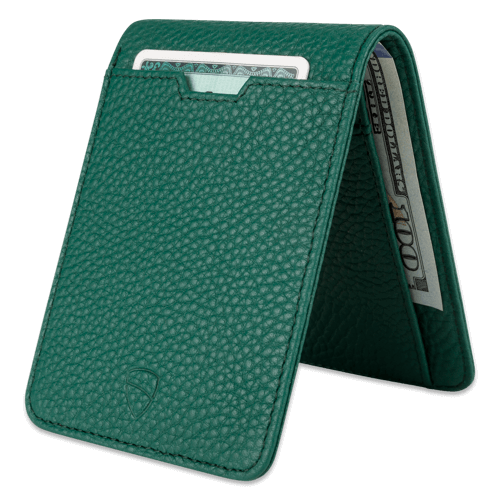 MANHATTAN Wallet made of top grain Italian leather, showcasing its sleek design and RFID-blocking technology.
