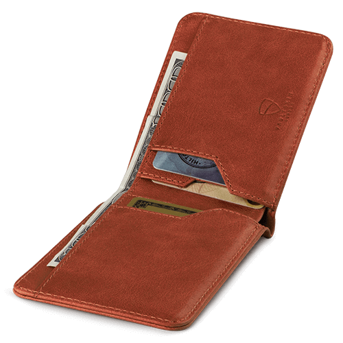 MANHATTAN Wallet made of top grain Italian leather, showcasing its sleek design and RFID-blocking technology.