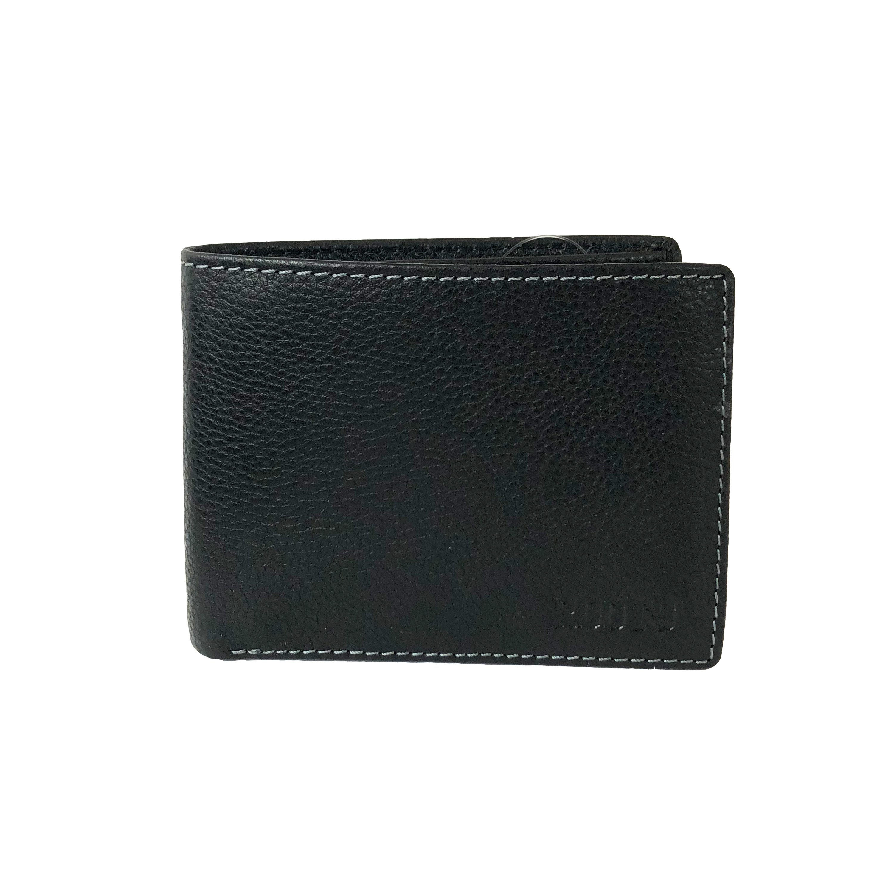 Men's Leather Slimfold Wallet with Removable Passcase, featuring genuine milled leather, multiple card slots, and RFID protection.