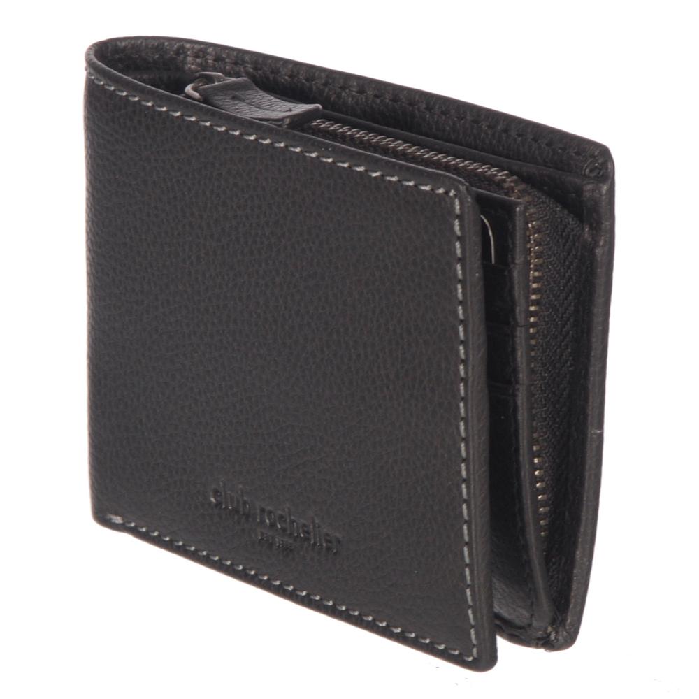 Men's Slim Full Leather Wallet with Zippered Pocket showcasing its sleek design and RFID protection features.