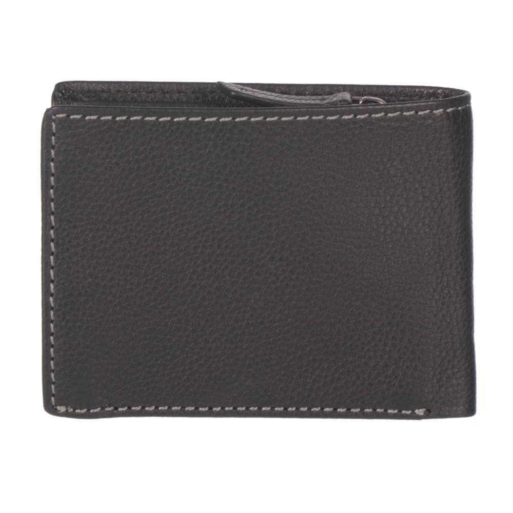 Men's Slim Full Leather Wallet with Zippered Pocket showcasing its sleek design and RFID protection features.