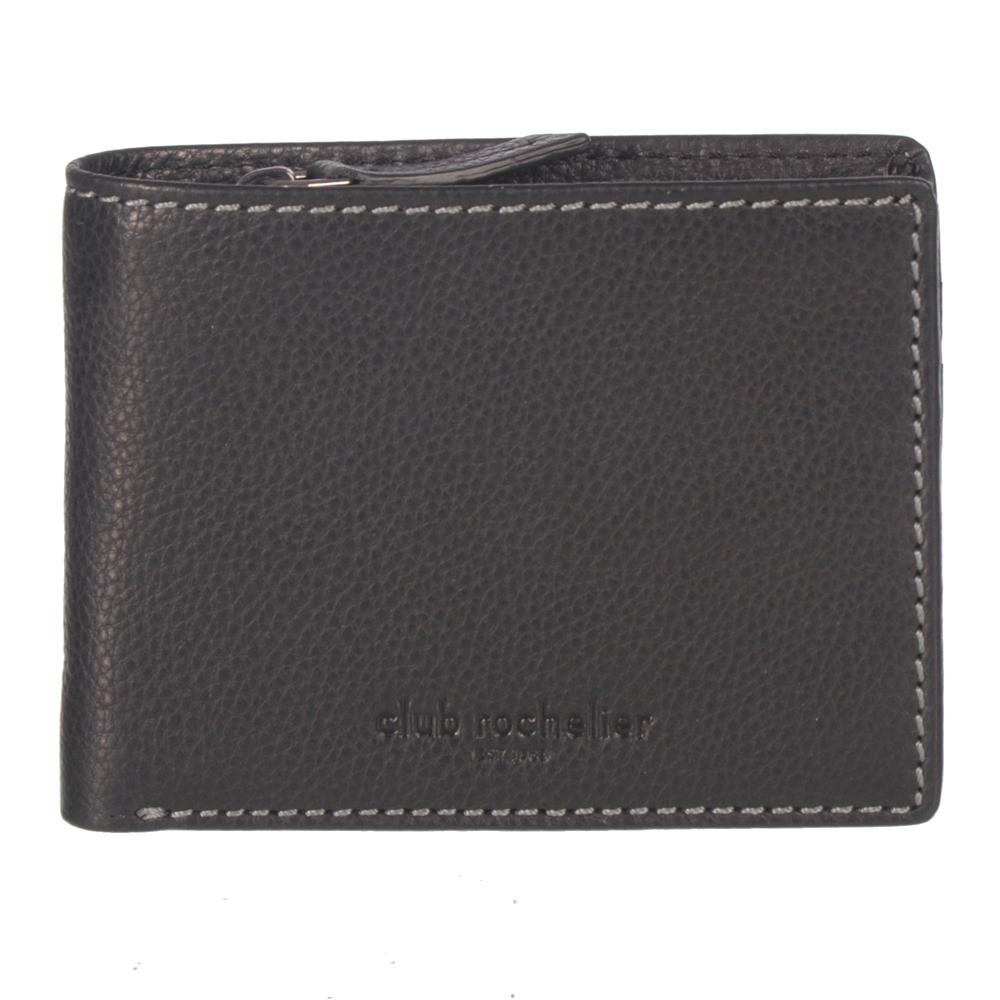 Men's Slim Full Leather Wallet with Zippered Pocket showcasing its sleek design and RFID protection features.