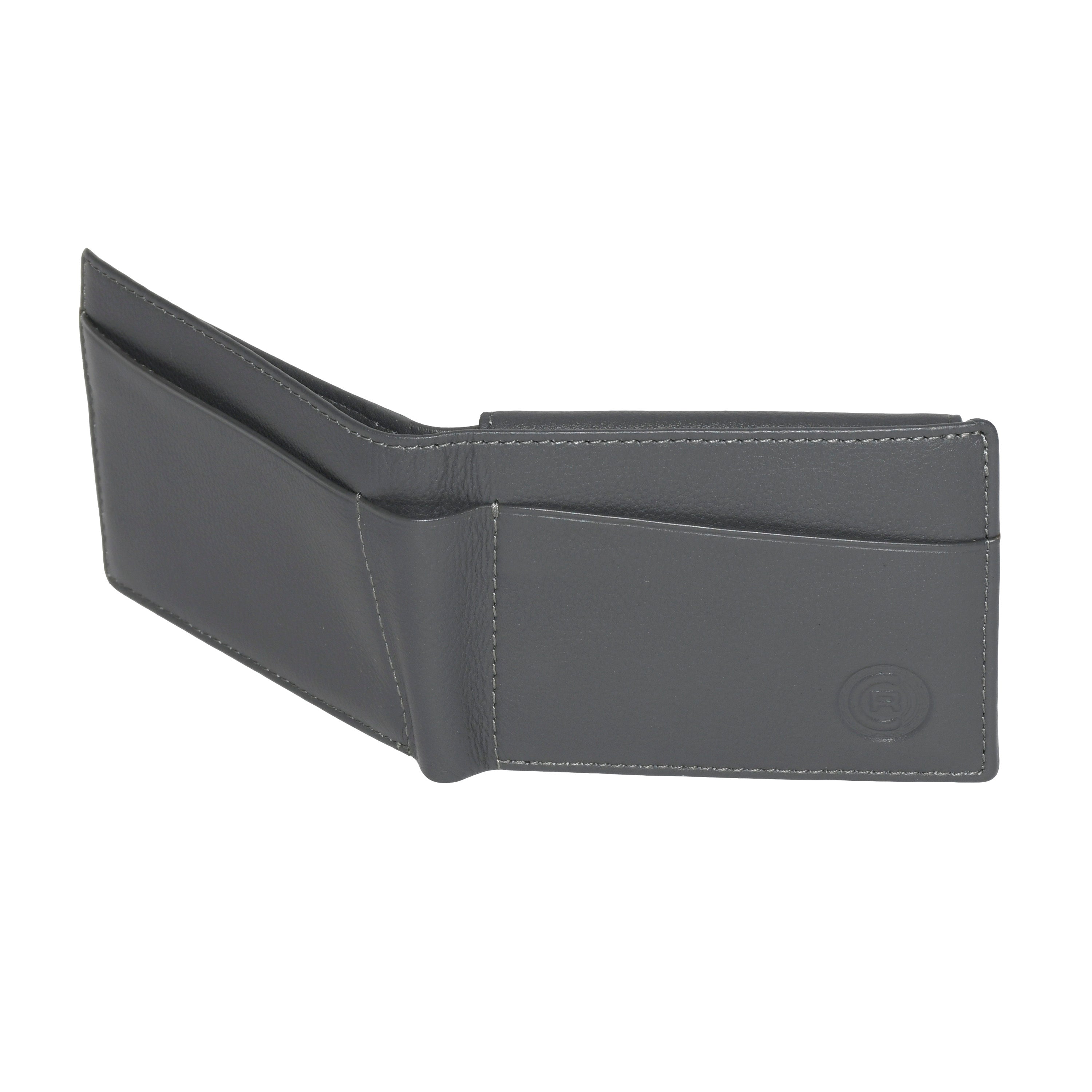 Men's Slimfold Wallet in genuine leather with removable ID, featuring multiple card slots and RFID protection.