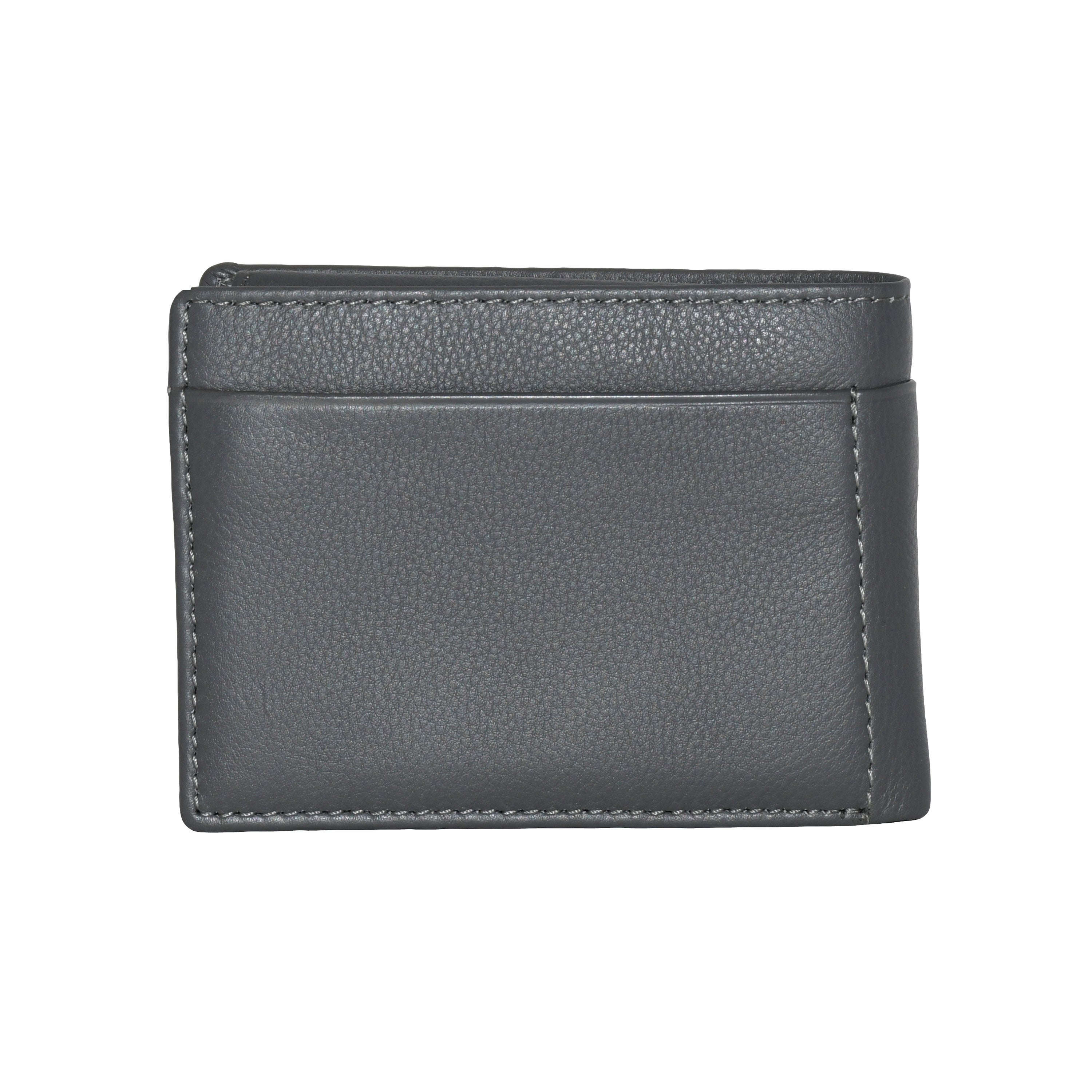 Men's Slimfold Wallet in genuine leather with removable ID, featuring multiple card slots and RFID protection.