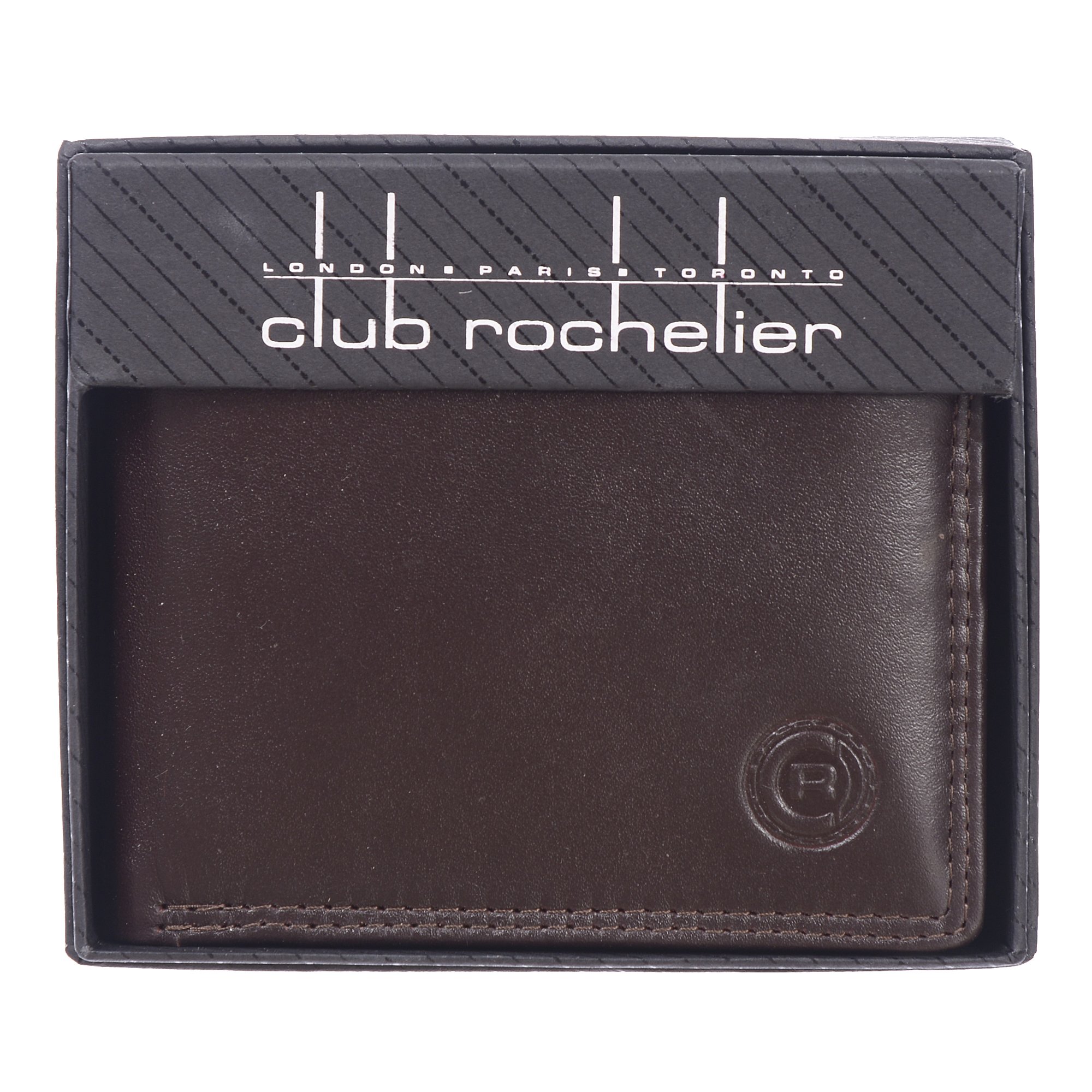 Men's Wallet with Removable Flap featuring 15 credit card slots, embossed logo, and a glossy finish, measuring 10.8 x 1.9 x 9.5 cm.