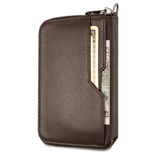 NOTTING HILL Zipper Wallet made from premium Italian leather, featuring a YKK zipper and RFID-blocking technology, available in multiple colors.
