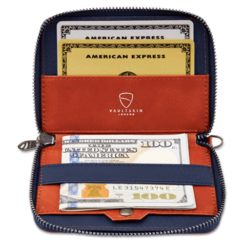 NOTTING HILL Zipper Wallet made from premium Italian leather, featuring a YKK zipper and RFID-blocking technology, available in multiple colors.