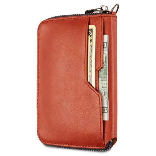 NOTTING HILL Zipper Wallet made from premium Italian leather, featuring a YKK zipper and RFID-blocking technology, available in multiple colors.