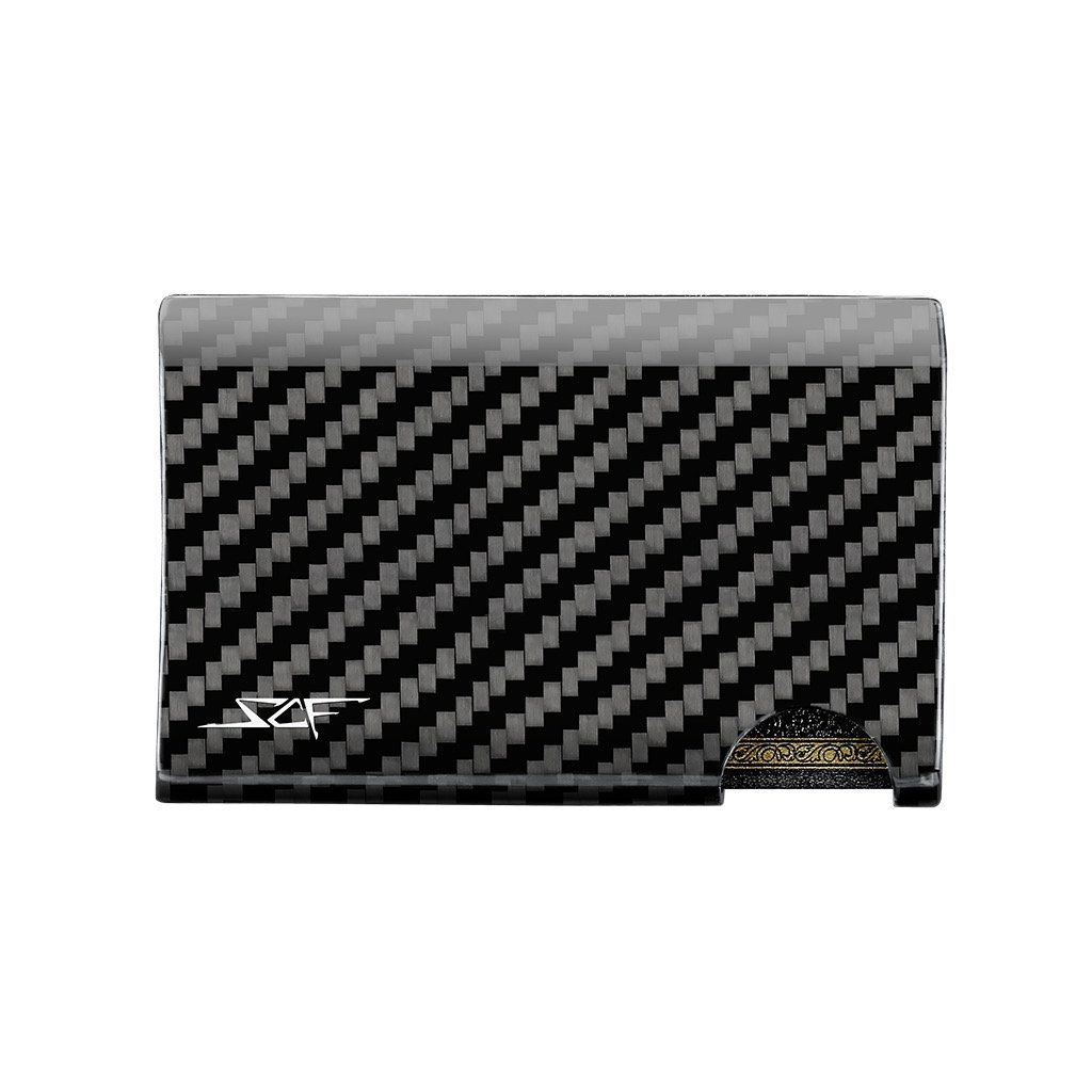 Real Carbon Fiber Cash & Card Slim Wallet showcasing its sleek design and features.