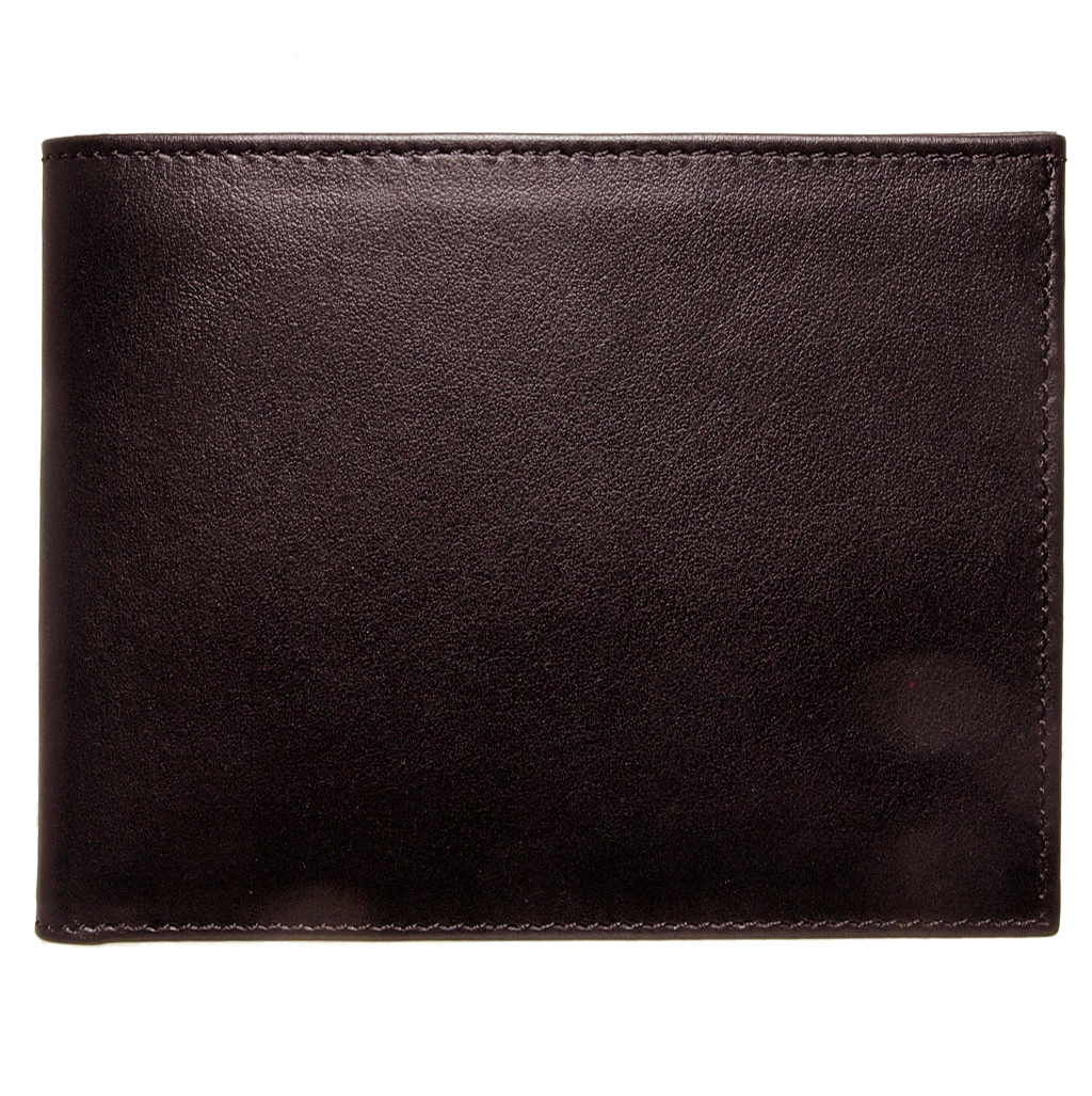 A luxurious 12 Credit Card Buffed Leather Billfold in brown, showcasing its supple top grain calf leather and slim profile.