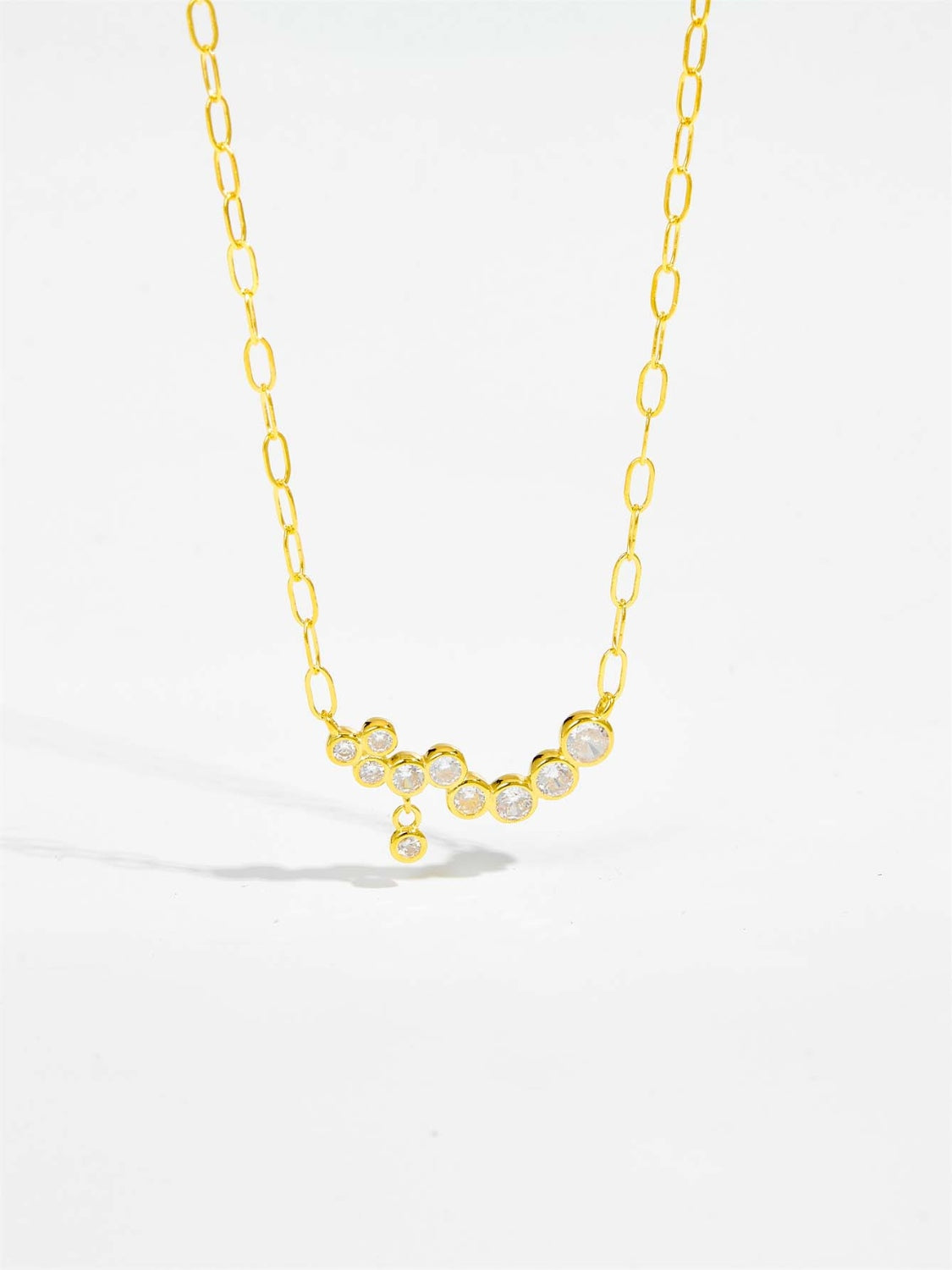 A beautiful 925 sterling silver necklace inlaid with sparkling zircon stones, featuring a delicate chain and luxurious platinum and 18K gold plating.