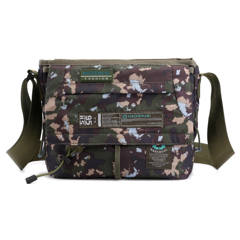 All-Match Outdoor Sports and Leisure Messenger Bag in nylon, featuring a casual design with multiple pockets and a soft handle.