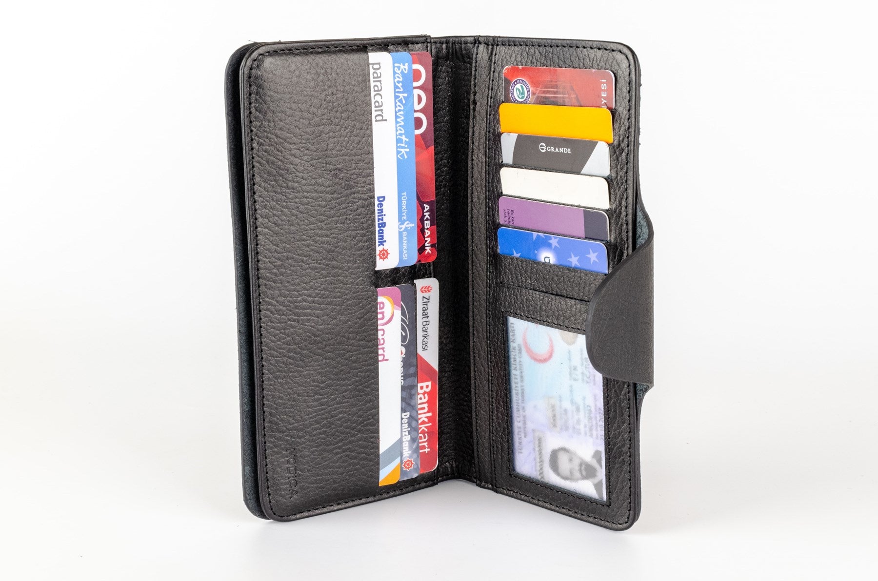 Amando Genuine Leather Luxury Business Wallet showcasing its elegant design and multiple compartments for cards and cash.
