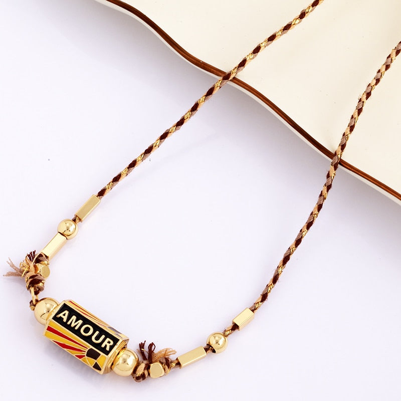 Amour Turkish Amulet Necklace featuring a trendy geometric design in copper with a box chain.