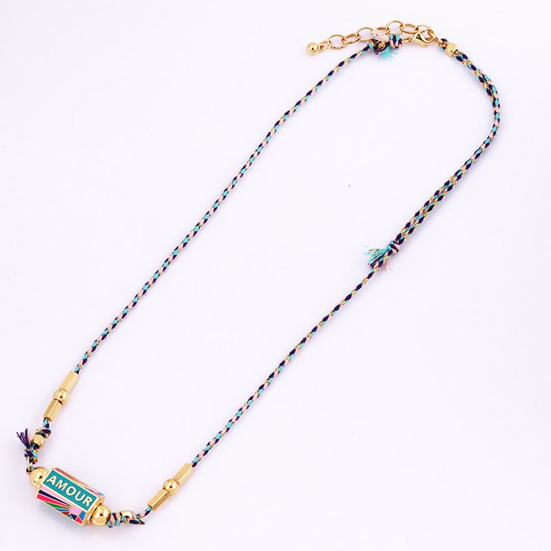 Amour Turkish Amulet Necklace featuring a trendy geometric design in copper with a box chain.