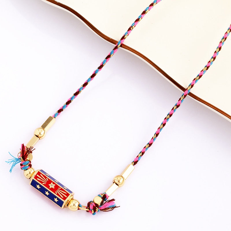 Amour Turkish Amulet Necklace featuring a trendy geometric design in copper with a box chain.