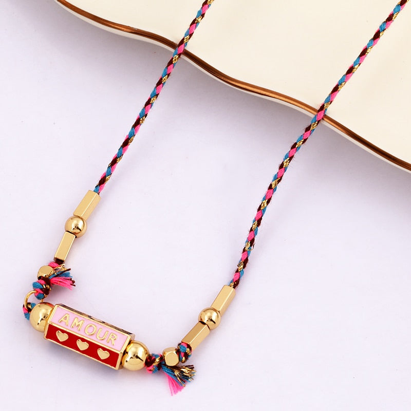 Amour Turkish Amulet Necklace featuring a trendy geometric design in copper with a box chain.