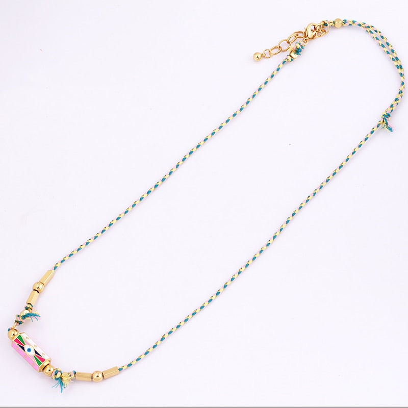 Amour Turkish Amulet Necklace featuring a trendy geometric design in copper with a box chain.