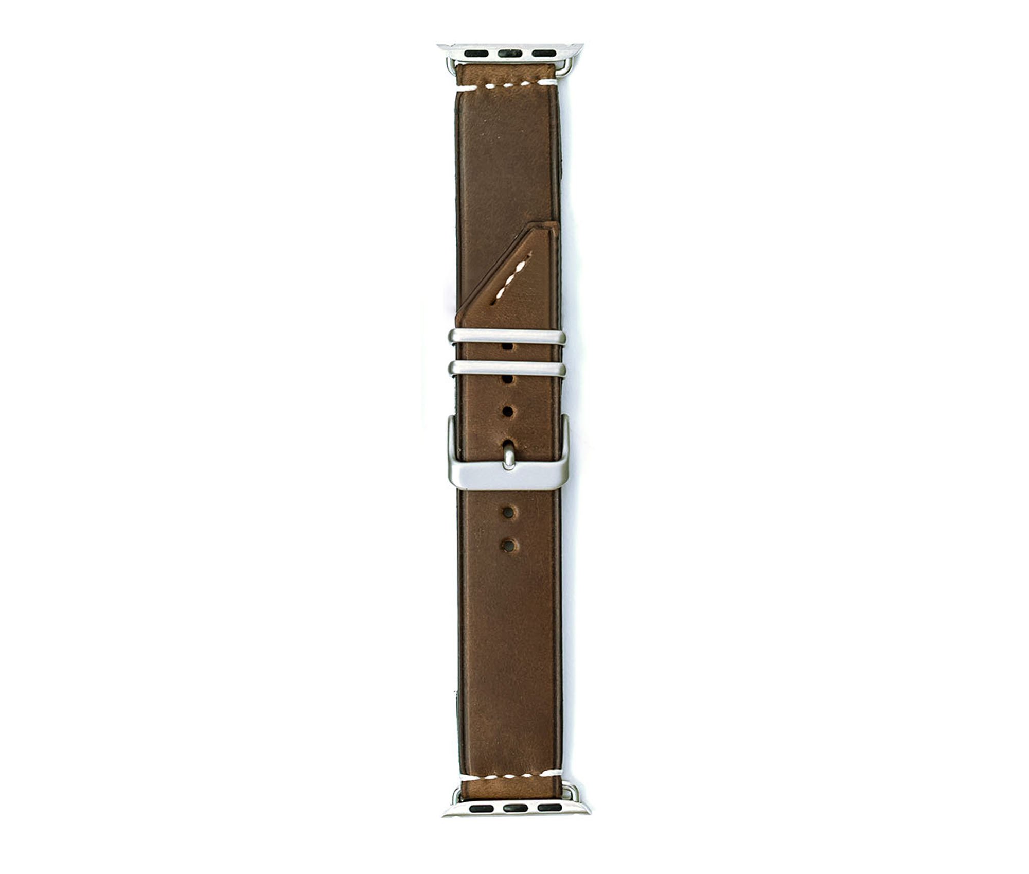 Apple Band - Classic, handcrafted leather watch band with heavy-duty hardware, customizable with initials.