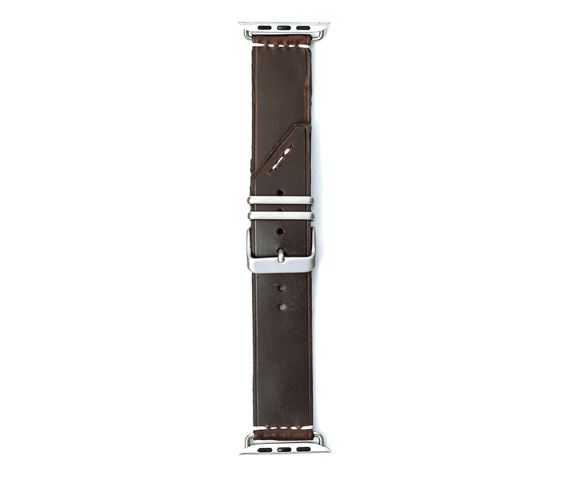 Apple Band - Classic, handcrafted leather watch band with heavy-duty hardware, customizable with initials.