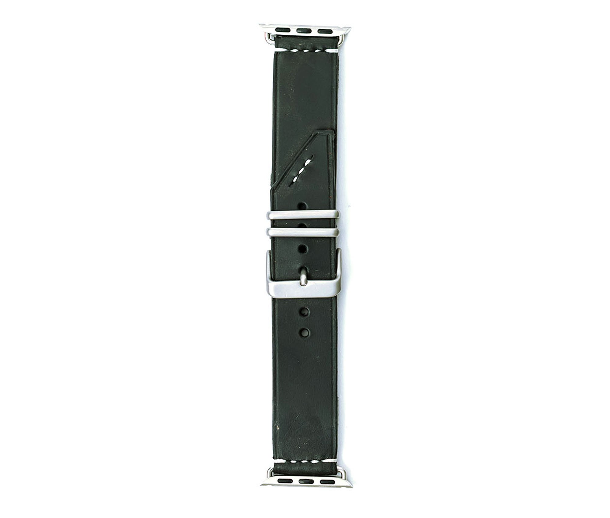 Apple Band - Classic, handcrafted leather watch band with heavy-duty hardware, customizable with initials.