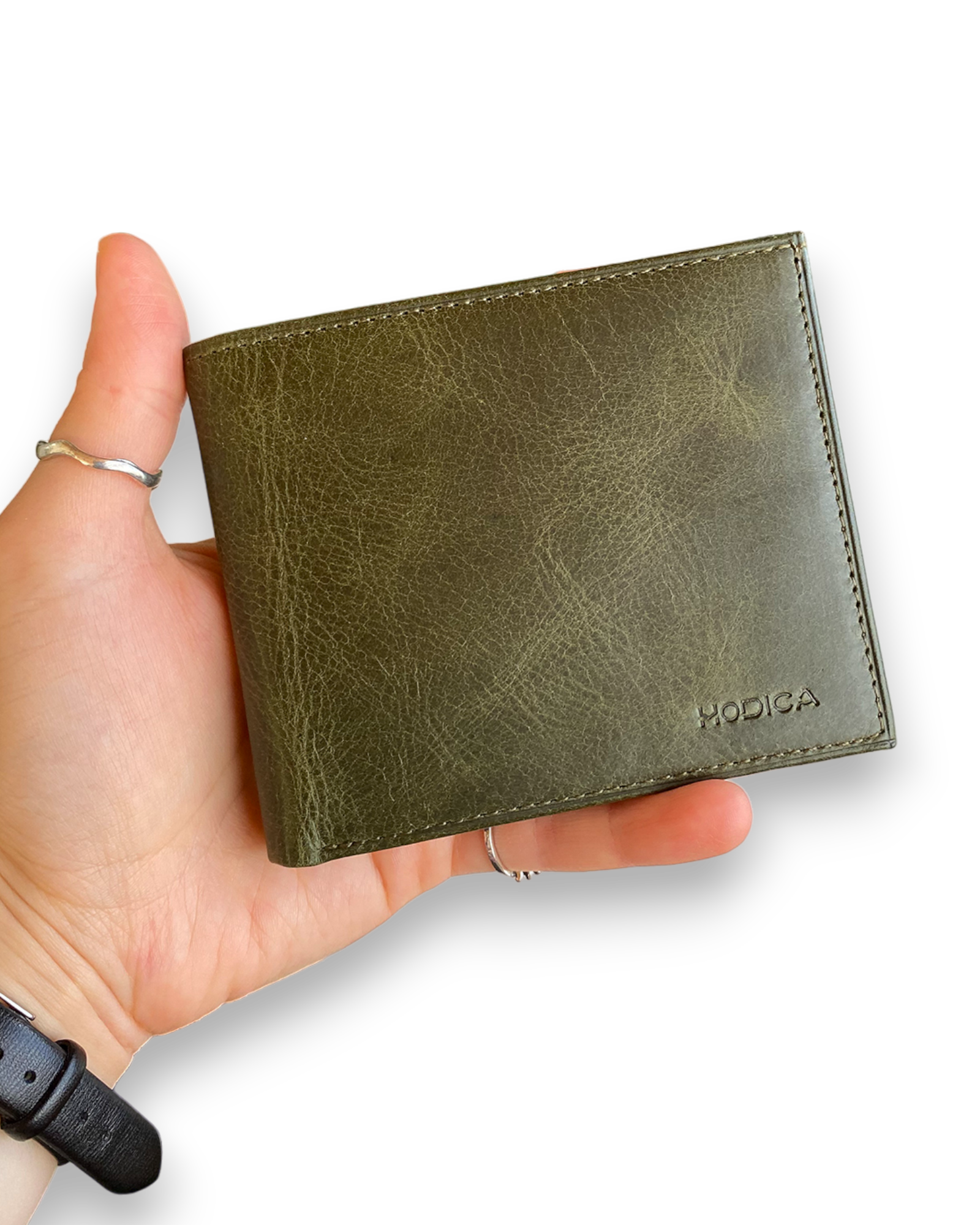 Atlanta Genuine Leather Trifold Wallet in various colors with coin pouch compartment, showcasing its sleek design and high-quality leather.