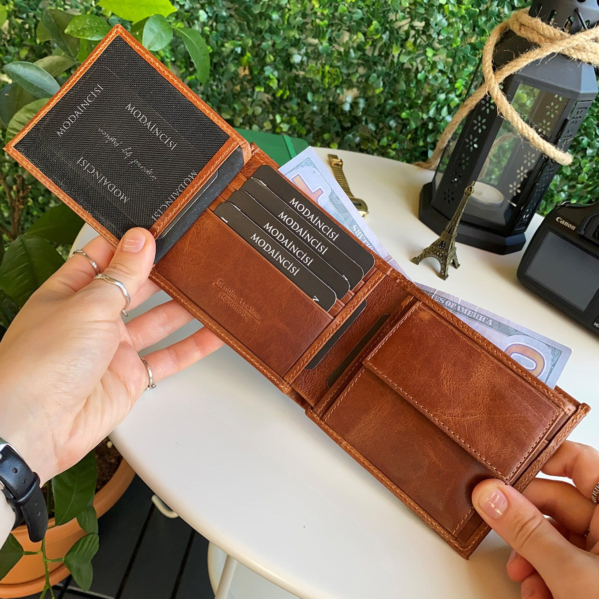 Atlanta Genuine Leather Trifold Wallet in various colors with coin pouch compartment, showcasing its sleek design and high-quality leather.